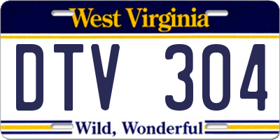WV license plate DTV304