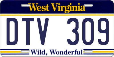 WV license plate DTV309
