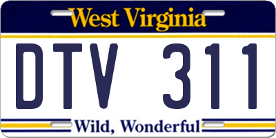 WV license plate DTV311