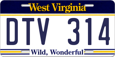 WV license plate DTV314