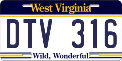 WV license plate DTV316