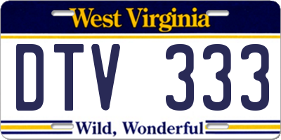 WV license plate DTV333