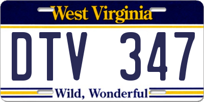 WV license plate DTV347