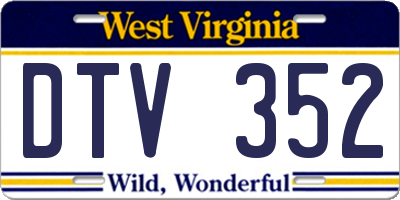 WV license plate DTV352