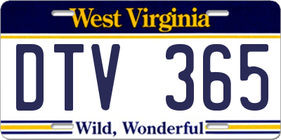 WV license plate DTV365