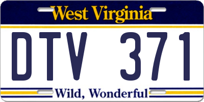 WV license plate DTV371