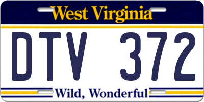 WV license plate DTV372