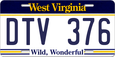 WV license plate DTV376