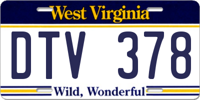 WV license plate DTV378