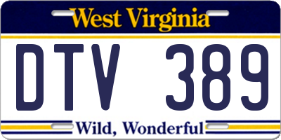 WV license plate DTV389