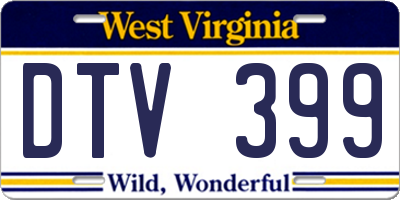 WV license plate DTV399