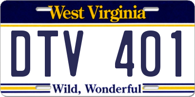 WV license plate DTV401