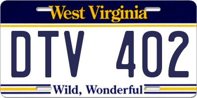 WV license plate DTV402