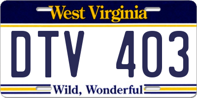 WV license plate DTV403