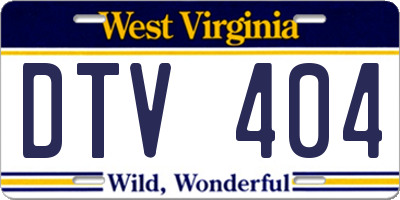 WV license plate DTV404