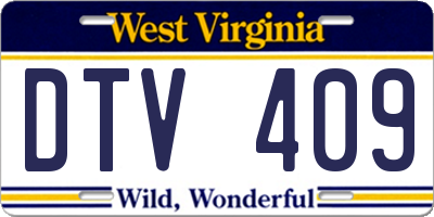 WV license plate DTV409