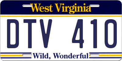 WV license plate DTV410