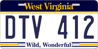 WV license plate DTV412