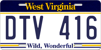 WV license plate DTV416