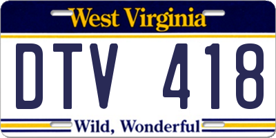 WV license plate DTV418