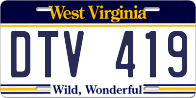 WV license plate DTV419