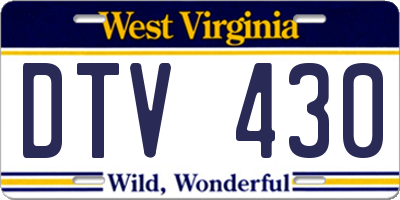 WV license plate DTV430