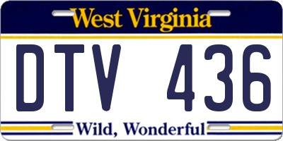 WV license plate DTV436