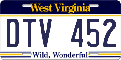 WV license plate DTV452