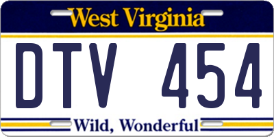 WV license plate DTV454