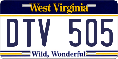 WV license plate DTV505