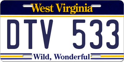 WV license plate DTV533