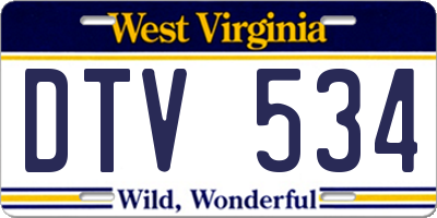 WV license plate DTV534