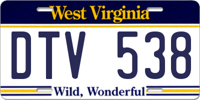 WV license plate DTV538