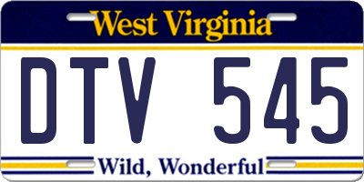WV license plate DTV545