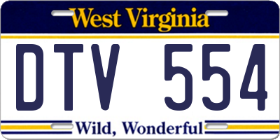 WV license plate DTV554