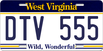 WV license plate DTV555
