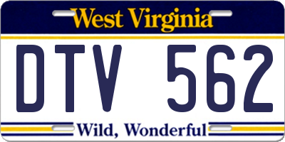 WV license plate DTV562