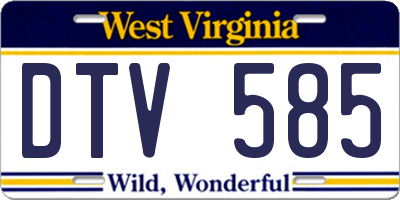WV license plate DTV585