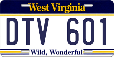 WV license plate DTV601