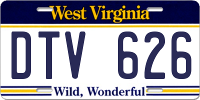 WV license plate DTV626