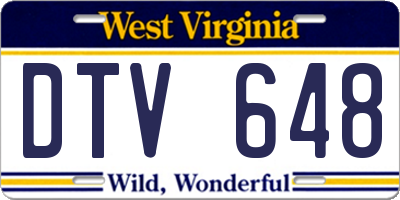 WV license plate DTV648