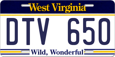 WV license plate DTV650