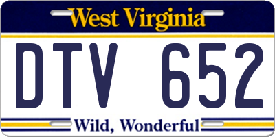 WV license plate DTV652
