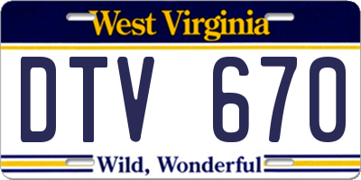 WV license plate DTV670