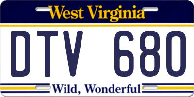 WV license plate DTV680