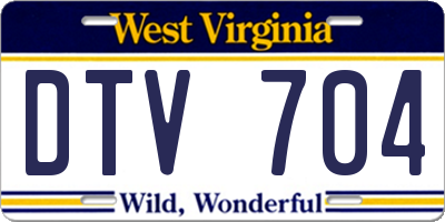 WV license plate DTV704