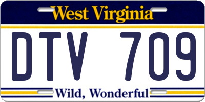 WV license plate DTV709