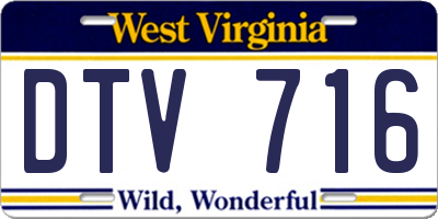 WV license plate DTV716