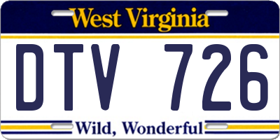 WV license plate DTV726