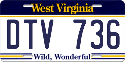 WV license plate DTV736